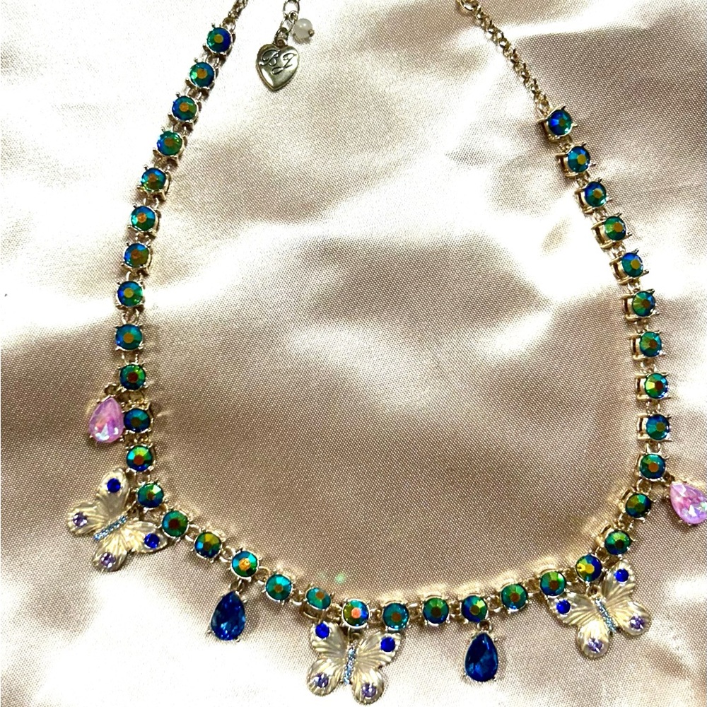 Betsey Johnson Aurora Borealis rhinestone necklace